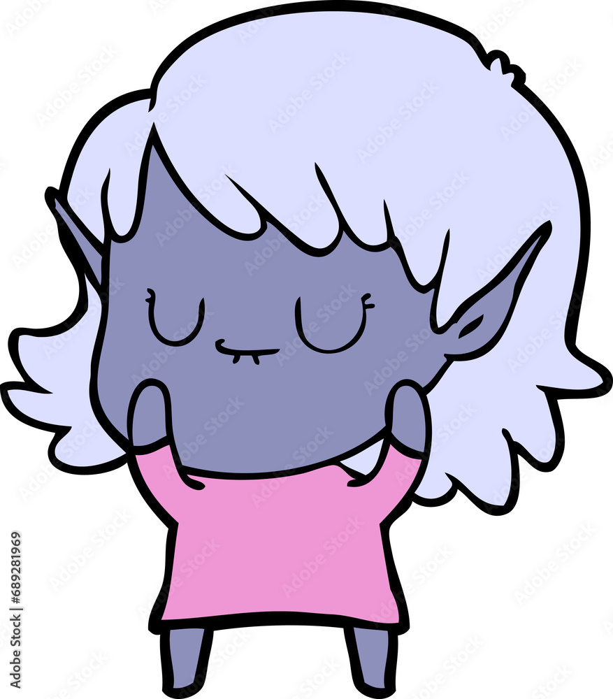 happy cartoon elf girl wearing dress happy cartoon elf girl wearing dress