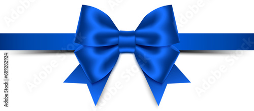 Blue bow and ribbon. Vector illustration (ID: 689282924)