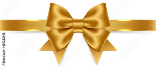 Golden bow and ribbon. Vector illustration