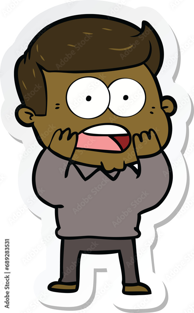 sticker of a cartoon shocked man sticker of a cartoon shocked man