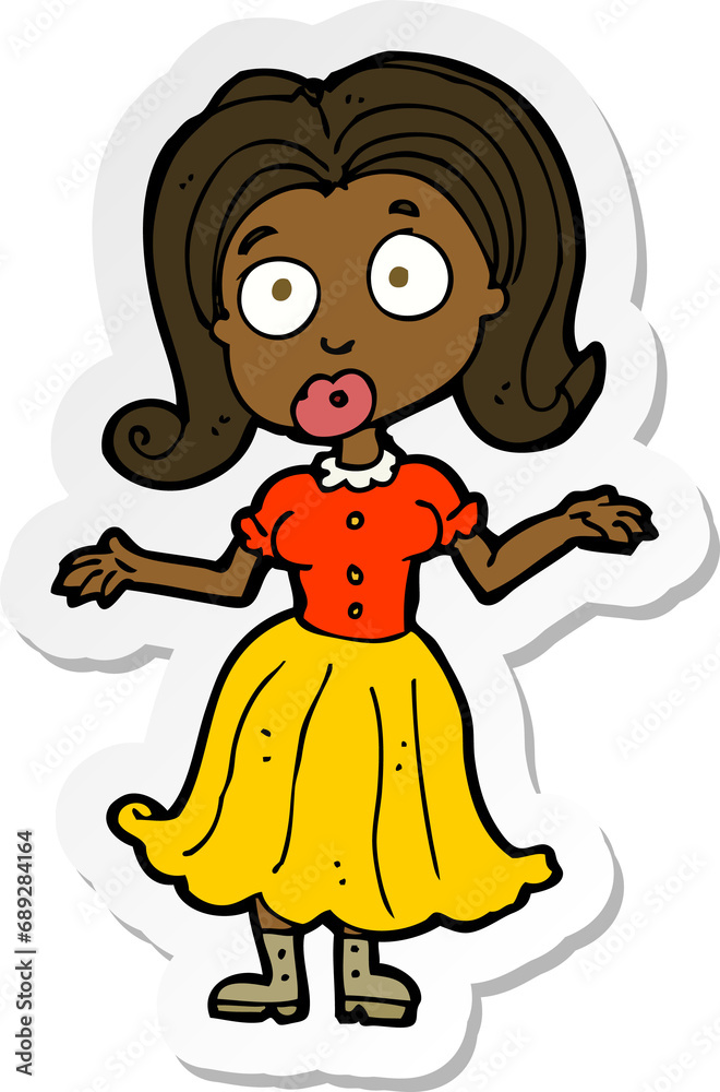 sticker of a cartoon confused girl sticker of a cartoon confused girl