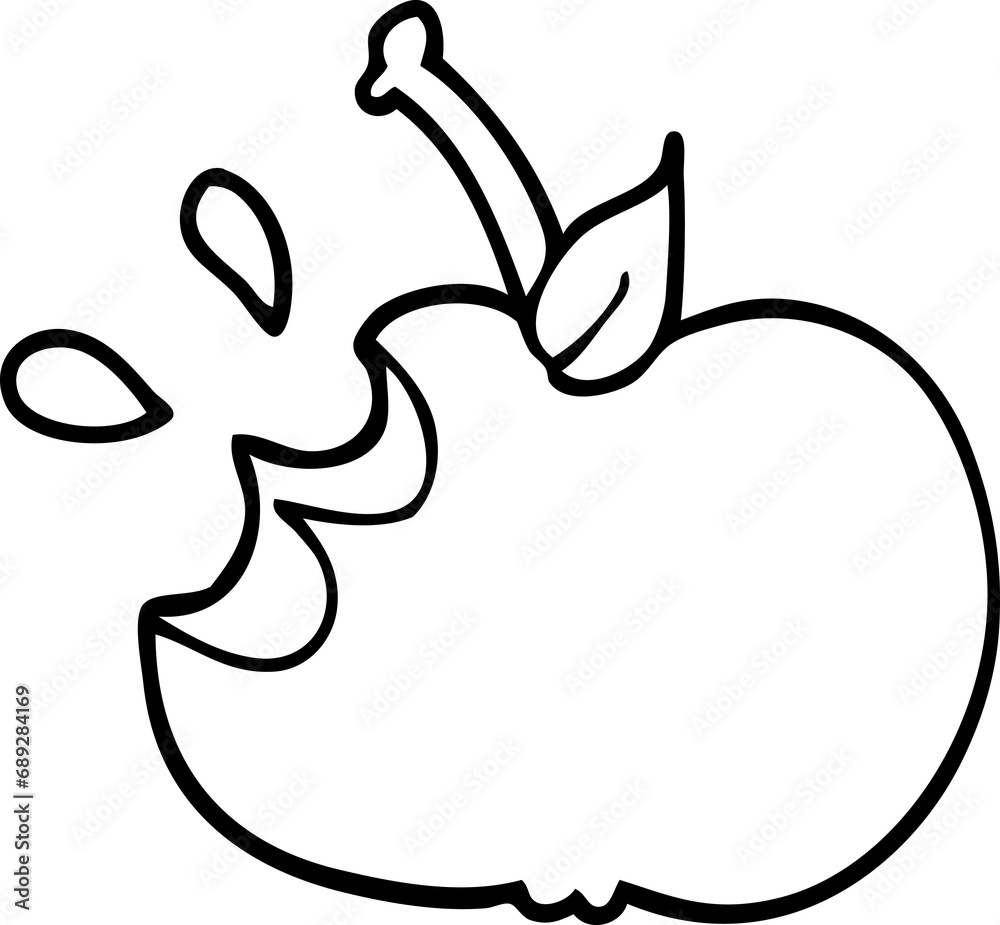 line drawing cartoon juicy bitten apple line drawing cartoon juicy bitten apple
