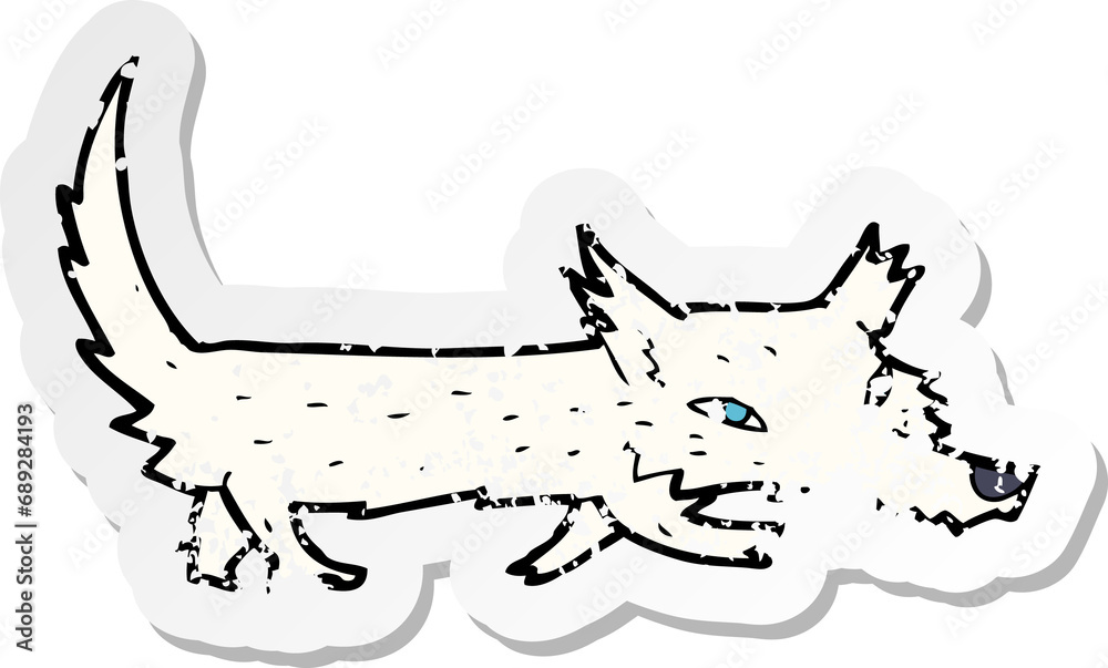 Fototapeta premium retro distressed sticker of a cartoon little wolf