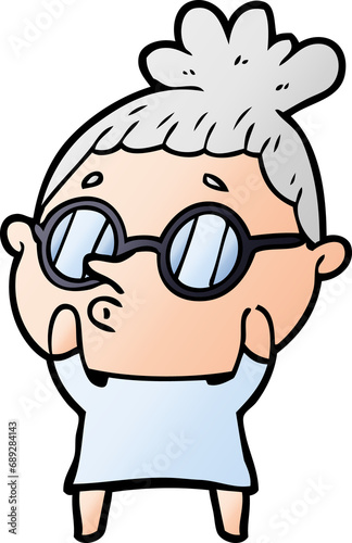 cartoon woman wearing glasses