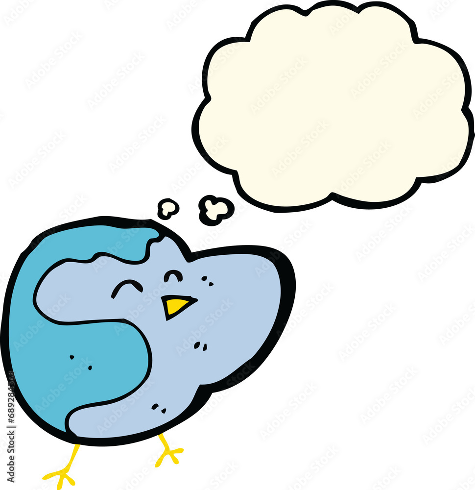 cartoon bird with thought bubble cartoon bird with thought bubble