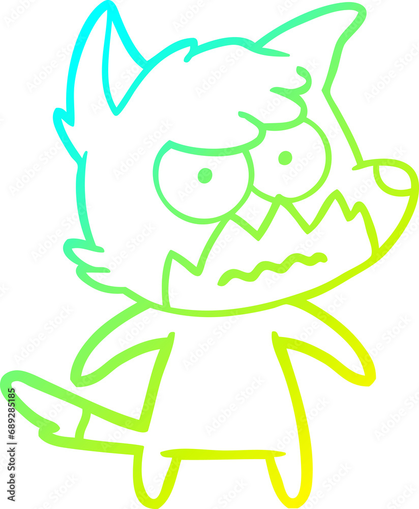 cold gradient line drawing of a cartoon annoyed fox cold gradient line drawing of a cartoon annoyed fox