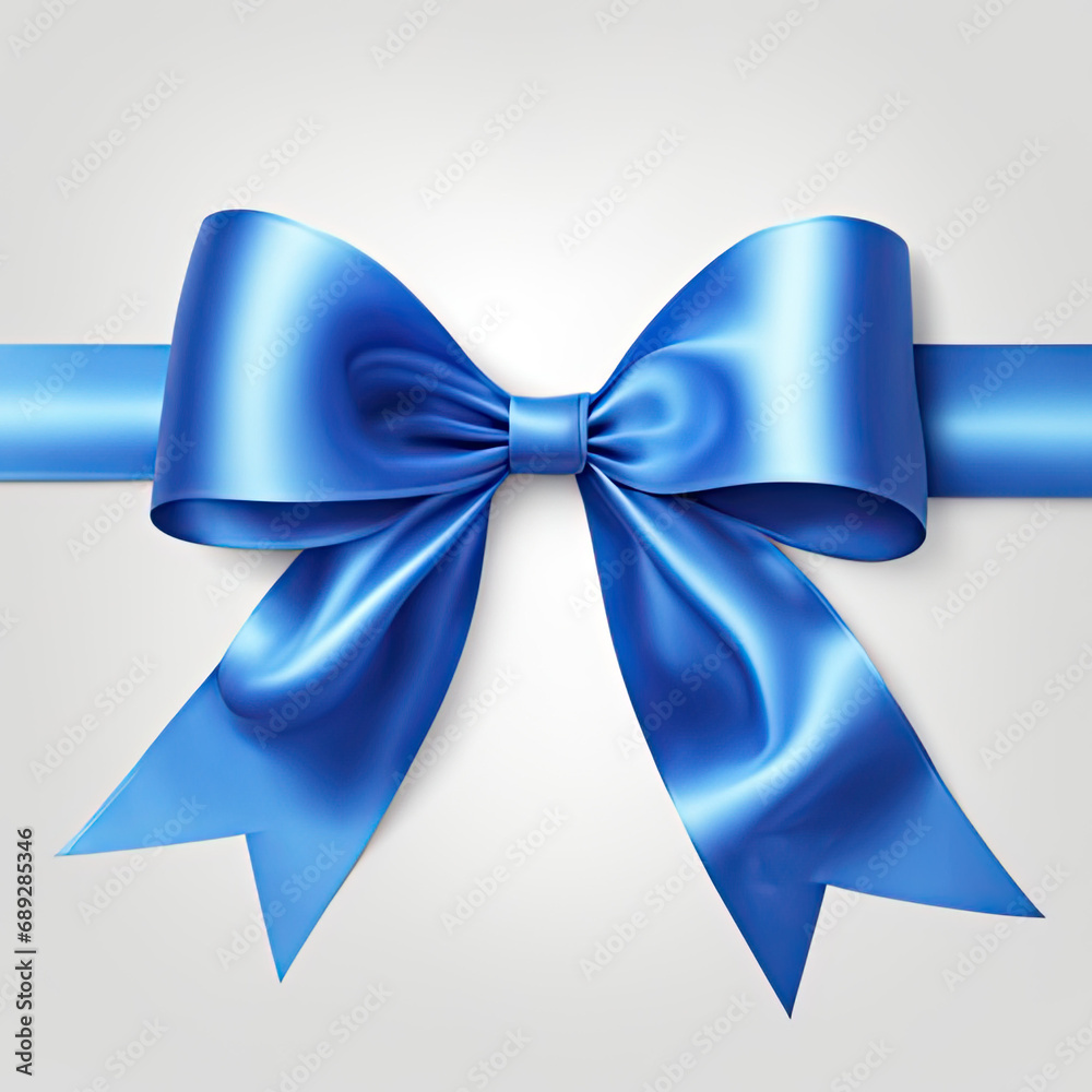 Blue bow isolated on white background. Top view. Blue bow isolated on white background. Top view.