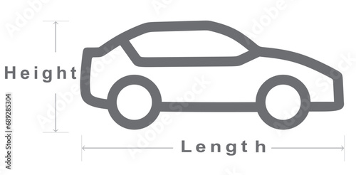 Car dimensions icon. vector illustration