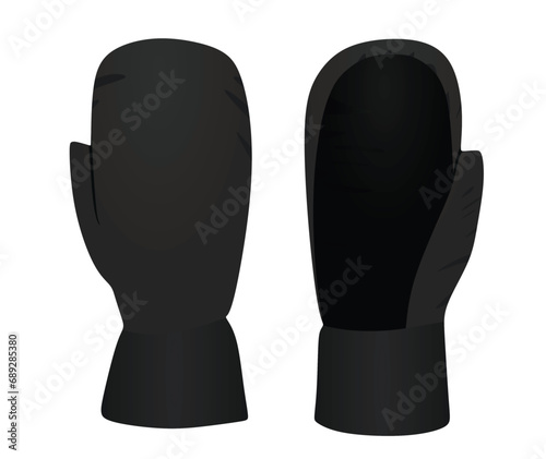 Black winter gloves. vector illustration