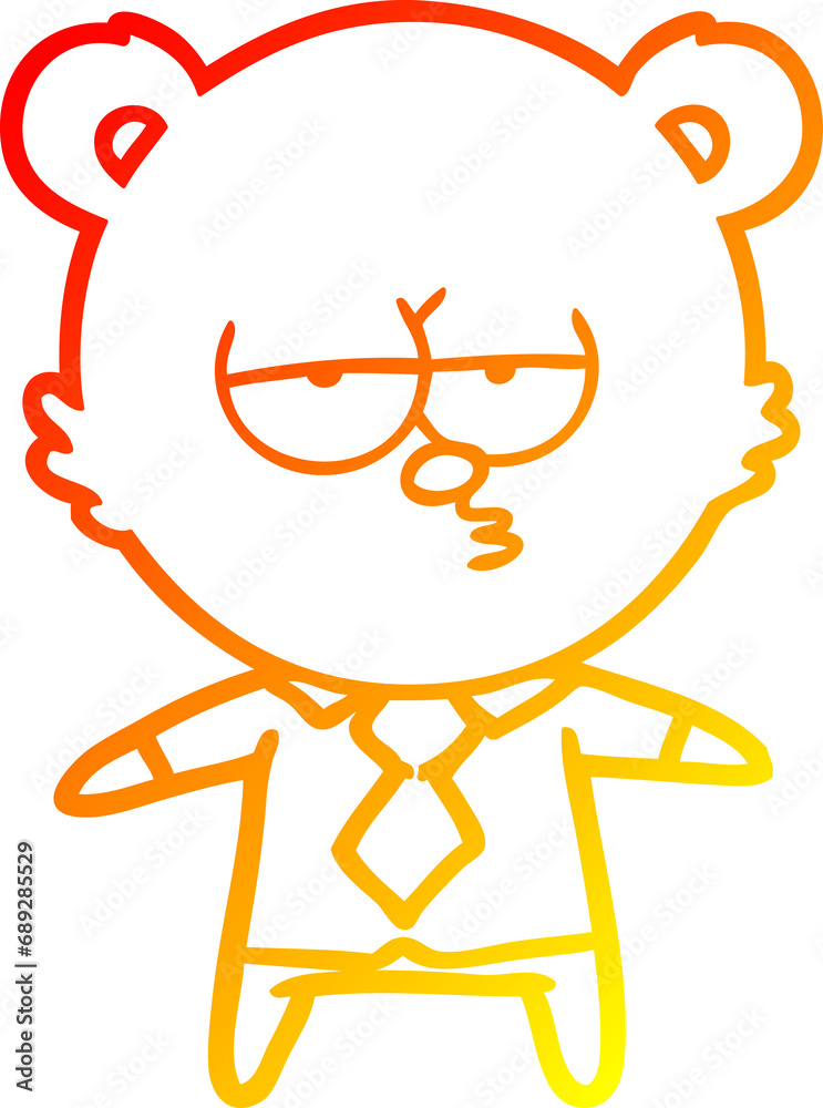 warm gradient line drawing of a bear boss cartoon warm gradient line drawing of a bear boss cartoon