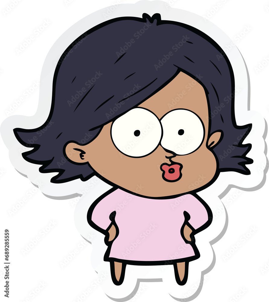sticker of a cartoon girl pouting sticker of a cartoon girl pouting