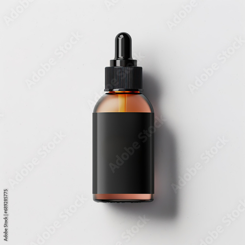 Mockup glass jar for cosmetics on a light background, with a pipette photo