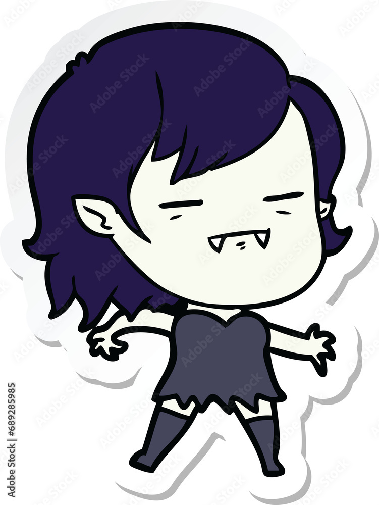 sticker of a cartoon undead vampire girl sticker of a cartoon undead vampire girl