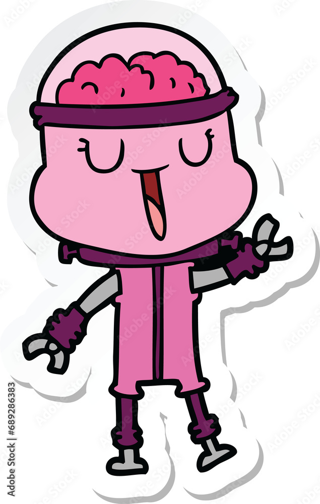 Fototapeta premium sticker of a happy cartoon robot