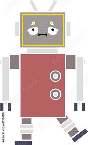 flat color retro cartoon of a robot © lineartestpilot