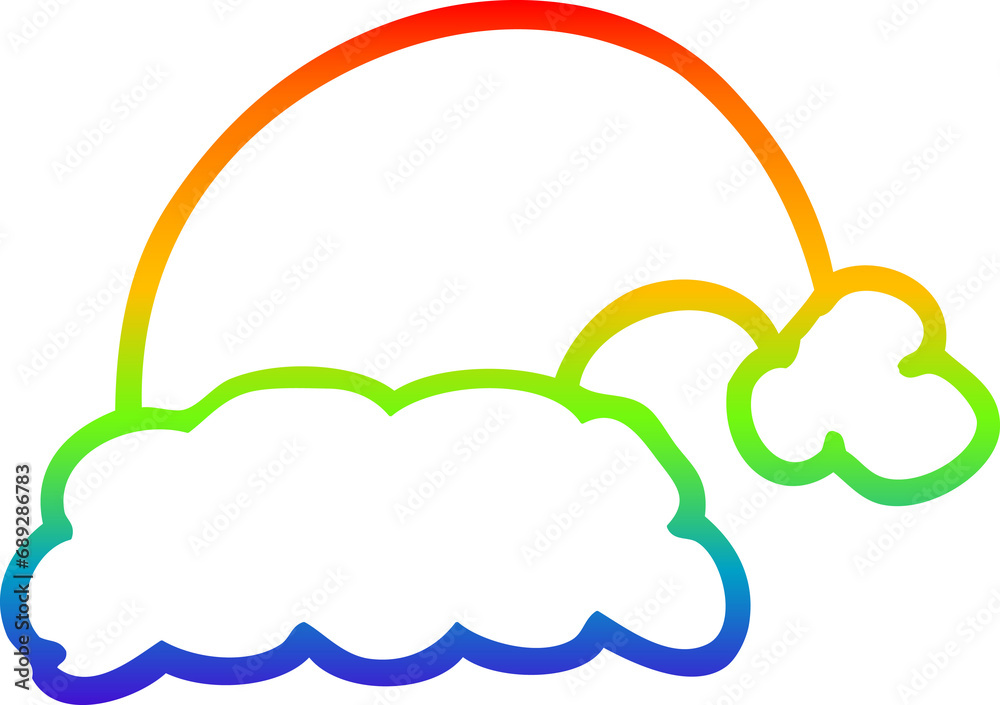 rainbow gradient line drawing of a cartoon christmas hat rainbow gradient line drawing of a cartoon christmas hat