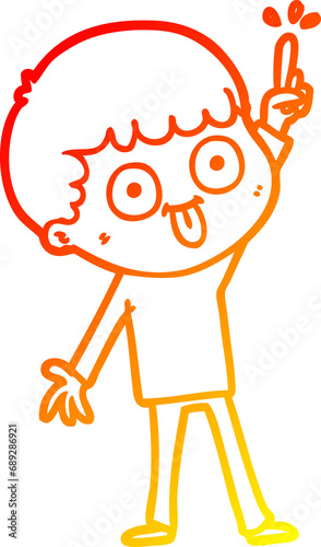 warm gradient line drawing of a cartoon man staring