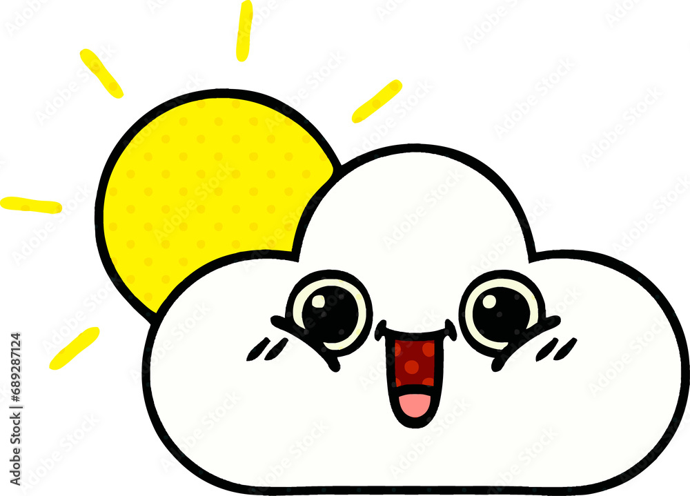 Obraz premium comic book style cartoon of a sun and cloud