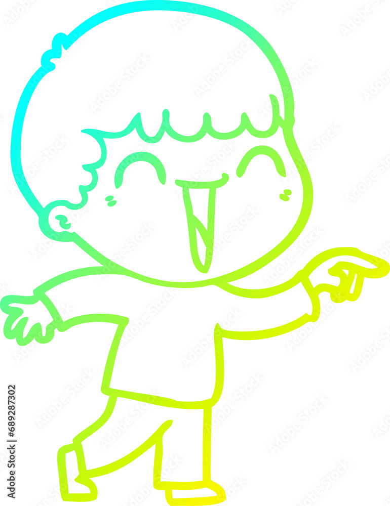 cold gradient line drawing of a cartoon happy man cold gradient line drawing of a cartoon happy man