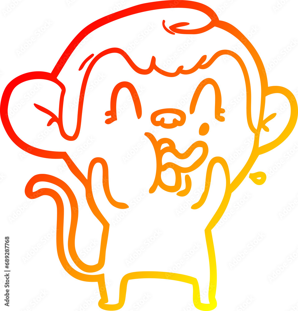 warm gradient line drawing of a crazy cartoon monkey warm gradient line drawing of a crazy cartoon monkey