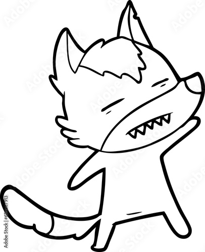 cartoon wolf showing teeth