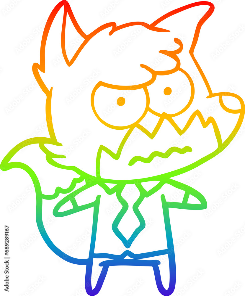 rainbow gradient line drawing of a cartoon annoyed fox rainbow gradient line drawing of a cartoon annoyed fox