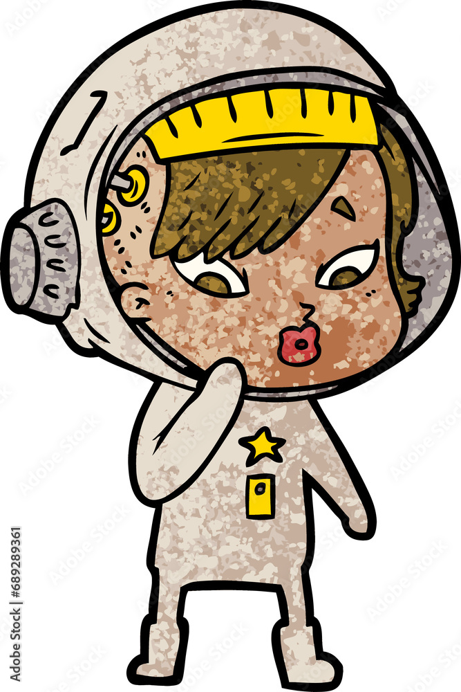 cartoon astronaut woman