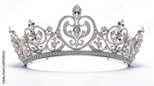 Princess elegance: Festive decoration for girls - a shiny silver crown isolated on a pristine white background.