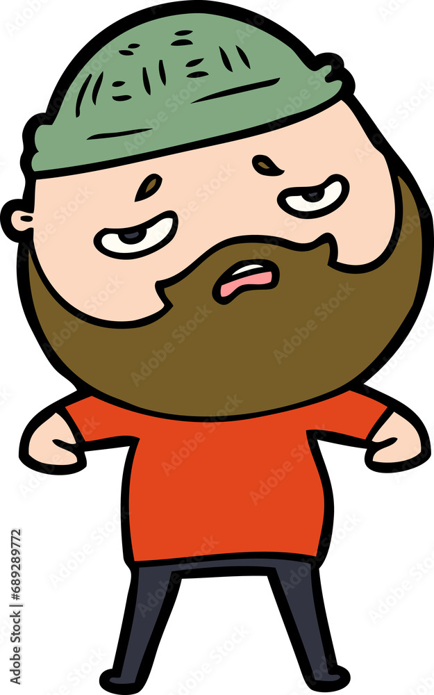 cartoon worried man with beard