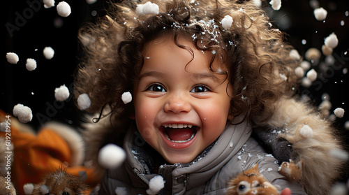 Magical winter, happy childhood, generative ai