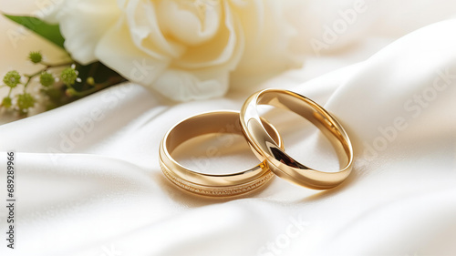 Eternal Bond - Golden Wedding Rings on Satin