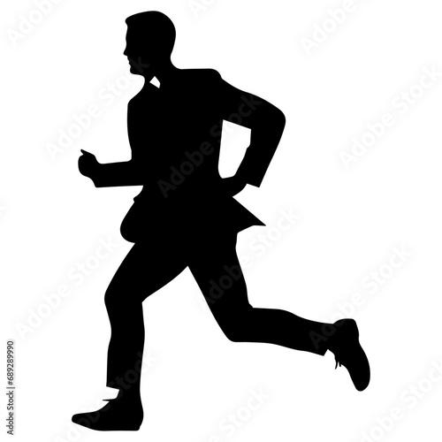 Business man Run Pose vector silhouette, a business man run for office time, fast run vector © Big Dream