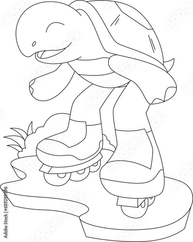 Turtle Inline skating Roller skates Sports Animal Vector Graphic Art Illustration