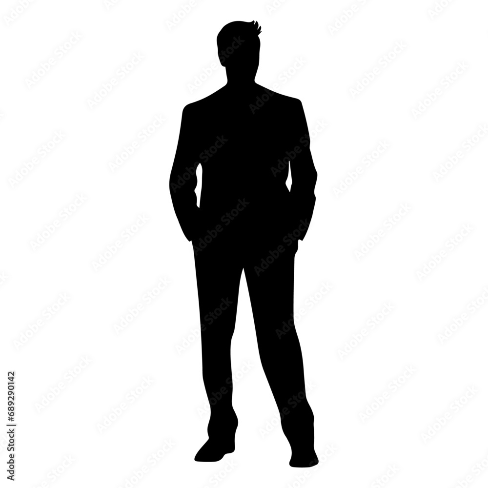 Business man standing pose vector silhouette, professional business man vector illustration