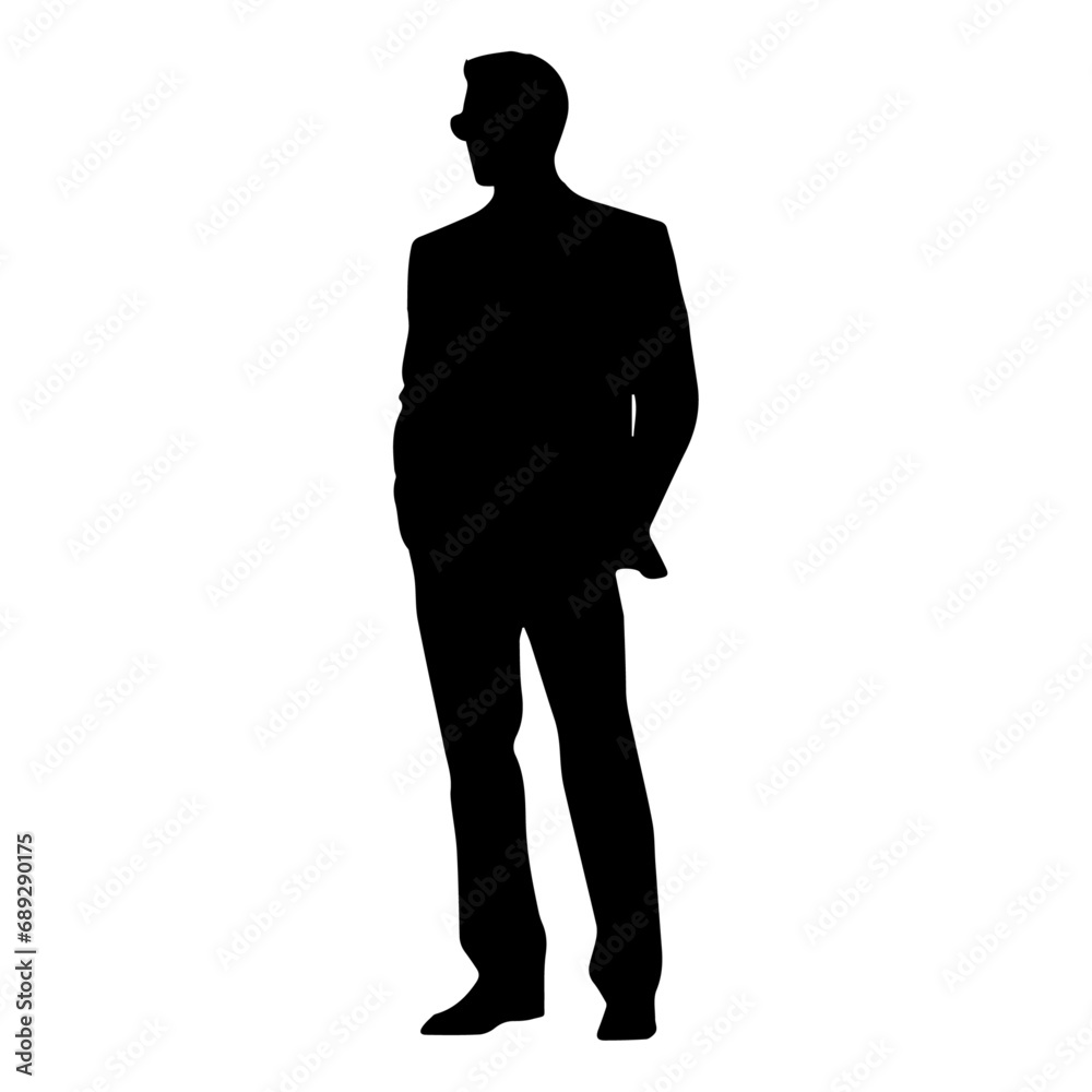 Business man standing pose vector silhouette, professional business man vector illustration