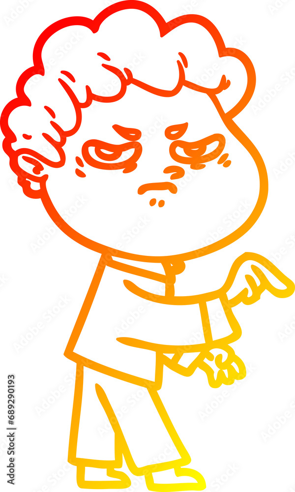 warm gradient line drawing of a cartoon angry man warm gradient line drawing of a cartoon angry man