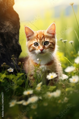 Cat Nature Background with Empty Copy Space created with Generative AI Technology © Animals Creator