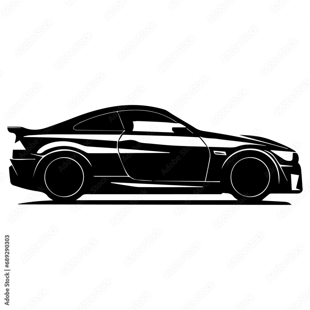 Black color car vector silhouette, car vector illustration, a simple car icon vector