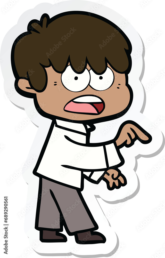 sticker of a worried cartoon boy sticker of a worried cartoon boy