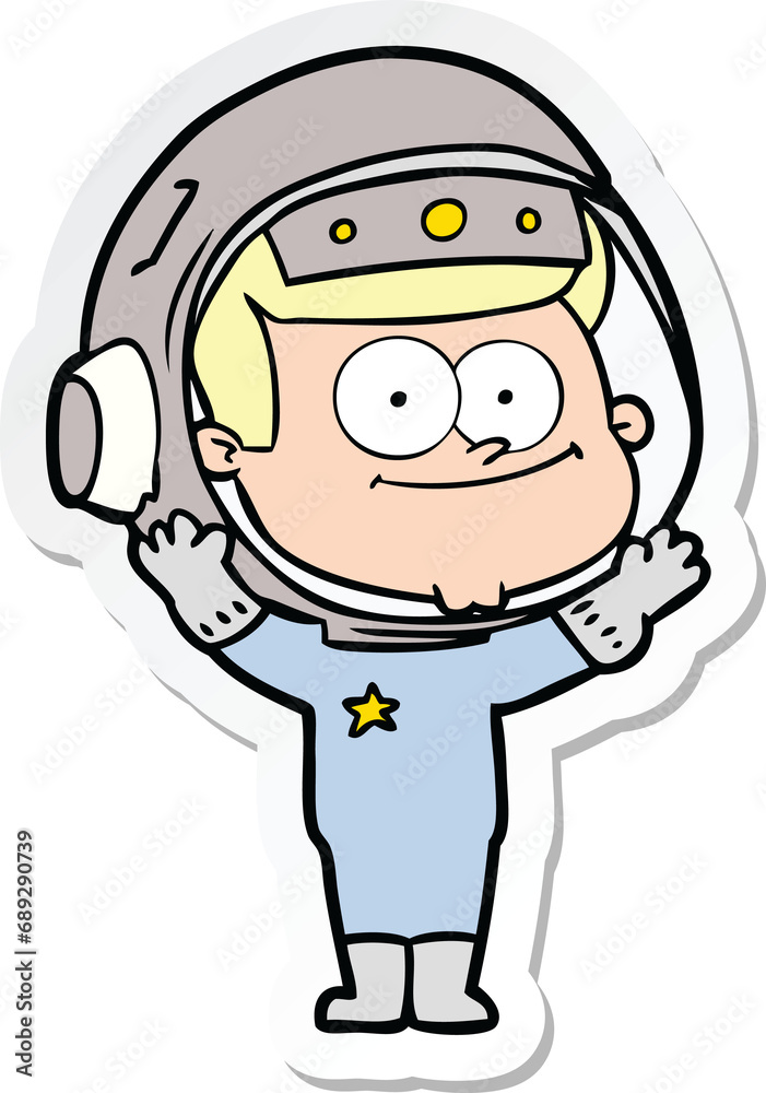 Fototapeta premium sticker of a happy astronaut cartoon