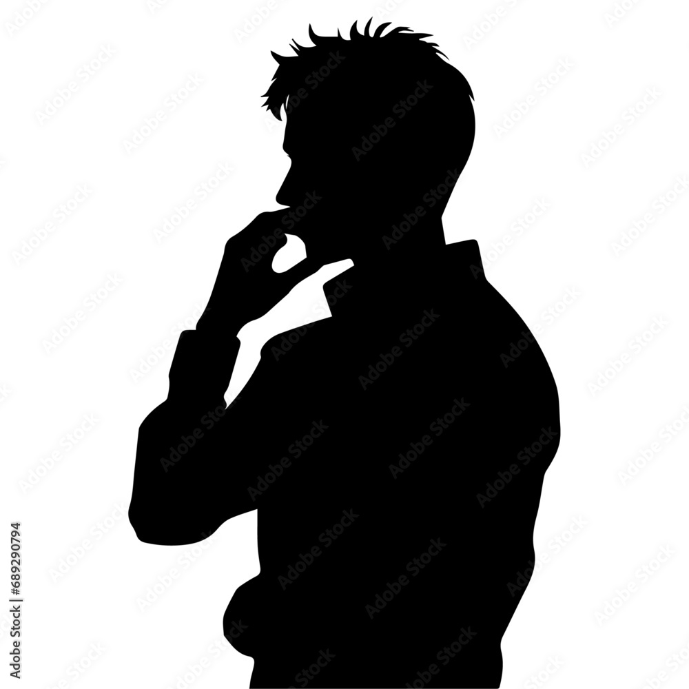 A man Thinking vector silhouette, silhouette, black color, tension man, 