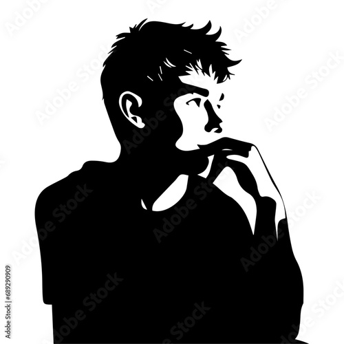 A man Thinking vector silhouette, silhouette, black color, tension man, 