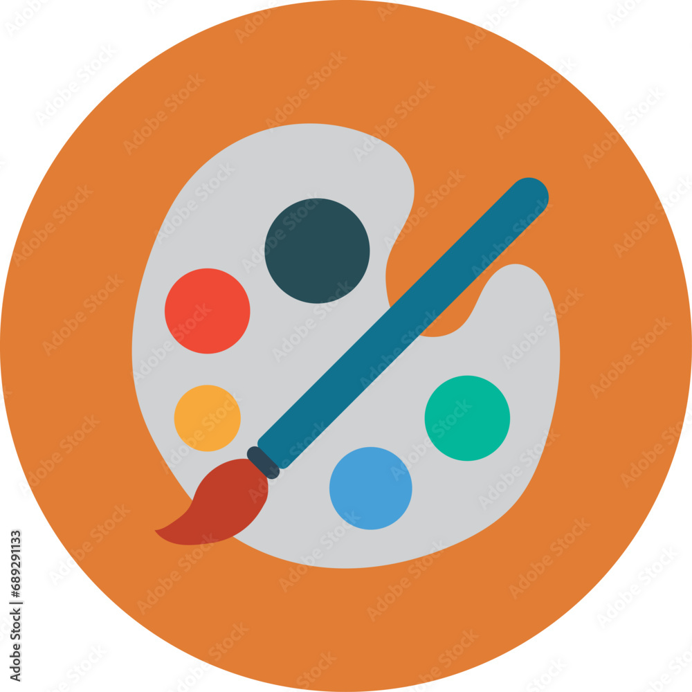 palette with brushes and paints palette with brushes and paints