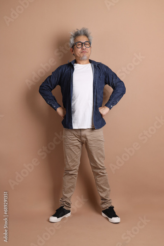 Asian energetic senior man