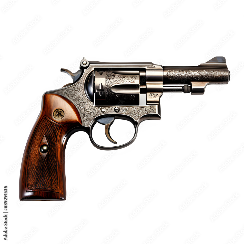 revolver gun isolated on transparent background ,cowboy weapon png ,generative ai