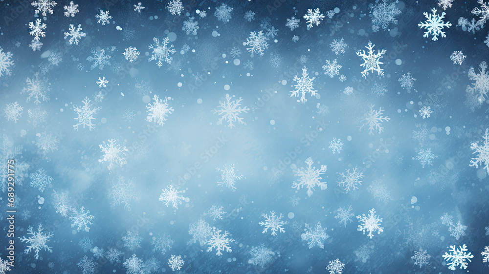 Snowflakes on Blue Winter Background