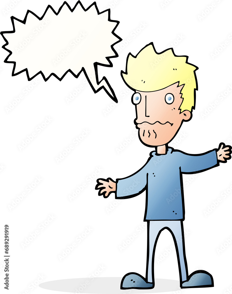 cartoon nervous man with speech bubble cartoon nervous man with speech bubble
