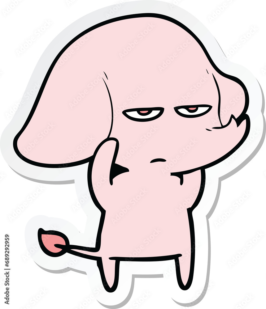 sticker of a annoyed cartoon elephant sticker of a annoyed cartoon elephant