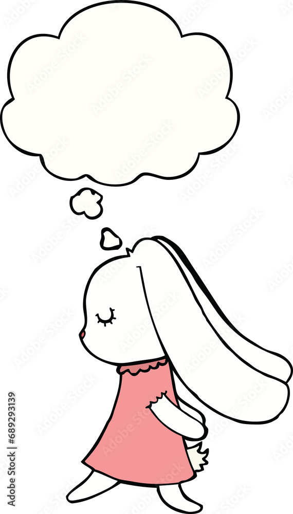 cute cartoon rabbit with thought bubble cute cartoon rabbit with thought bubble