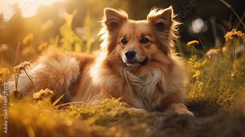Dog Nature Background with Empty Copy Space created with Generative AI Technology